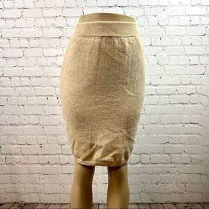 Vintage 90s United Colors of Benetton Virgin Lambswool Skirt Italian Tan 44